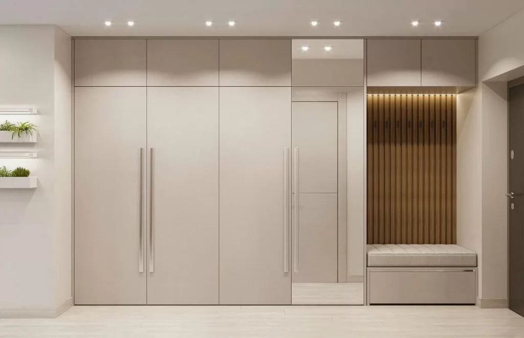 Minimalistyczna szafa w stylu skandynawskim z drewna naturalnego